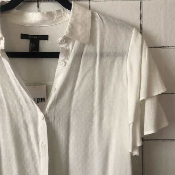 White/ivory woven button up - Picture 1 of 3